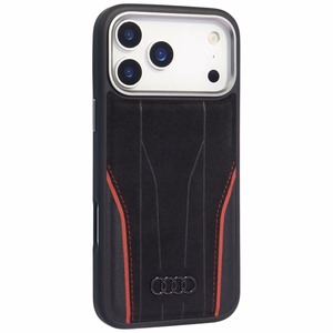 Audi R8 aitonahkainen MagSafe-suojakuori iPhone 17 Pro Max - musta ja punainen