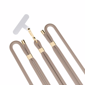 3mk EasyClip Elite puhelimen kaulahihna, Taupe (kultaiset osat)