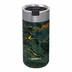 Quokka Boost Coffee Tumbler ruostumattomasta teräksestä valmistettu termosmuki haudutussiivilällä, 400 ml, Vihreä kivi