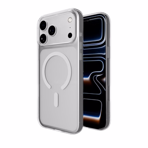 Puro Lite Mag TPU+PC suojakuori MagSafe-yhteensopiva iPhone 17 Pro:lle - läpinäkyvä valkoisella renkaalla