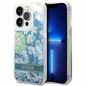 Guess GUHCP14LLFLSN iPhone 14 Pro 6.1" vihreä/vihreä kovakotelo Kukka Nestemäinen Glitteri