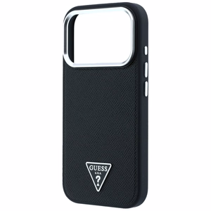 Guess Grained Triangle Logo MagSafe-suojakuori iPhone 17 Pro / 18 Pro -malleille, musta