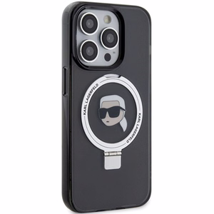 Karl Lagerfeld KLHMP15XHMRSKHK iPhone 15 Pro Max 6.7 musta/musta kovakuori Ring Stand Karl Head MagSafe