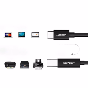 Ugreen US241 USB-C 2.0 - USB-B -kaapeli 1m - musta