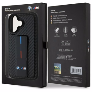 BMW M Grip Stand Smooth and Carbon Suojakuori iPhone 16:lle - Musta