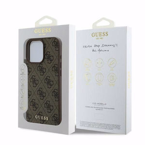Guess Suojakuori iPhone 16 Pro:lle GUHCP16LG4GFBR (PU 4G Classic) ruskea