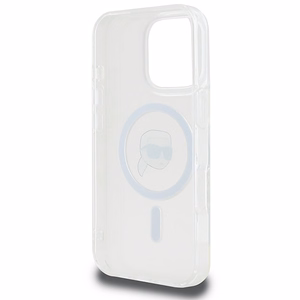 Karl Lagerfeld IML Metal Karl Head MagSafe Suojakuori iPhone 16 Pro:lle - Valkoinen