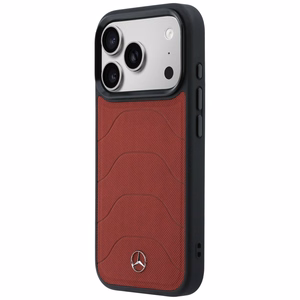 Mercedes Leather Mesh with Bow Line MagSafe -suojakuori iPhone 17 Pro Max -mallille, punainen