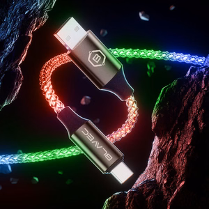 Blavec Neon Kaapeli - USB Type C:lle - QC 3.0 60W 3A 1 metri Apple CarPlay/Android Auto (CNE-UC3L1) hohtava RGB