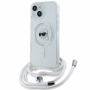 Karl Lagerfeld Crossbody IML Karl Head MagSafe suojakuori iPhone 15 / 14 / 13:lle - läpinäkyvä