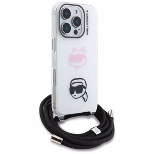 Karl Lagerfeld IML Crossbody Karl&Choupette Head Case for iPhone 16 Pro - White