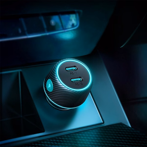 2x USB C 70W auton laturi LED-taustavalaistuksella Joyroom JR-CCN02 - musta