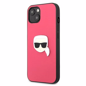 Karl Lagerfeld Nahka Ikonik Karl's Head Metal Case iPhone 13 mini - vaaleanpunainen