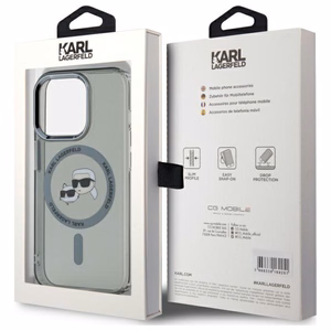 Karl Lagerfeld KLHMP15XHLSKCK iPhone 15 Pro Max 6.7" musta/musta kovakuori IML Metal Karl&Choupette Head MagSafe