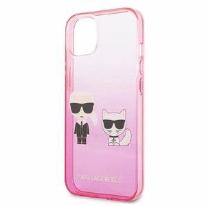 Karl Lagerfeld Gradient Ikonik Karl&Choupette kotelo iPhone 13 mini - vaaleanpunainen - vaaleanpunainen