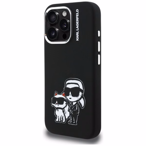 Karl Lagerfeld Silicone Karl&Choupette Sketch MagSafe Case for iPhone 16 Pro - Black