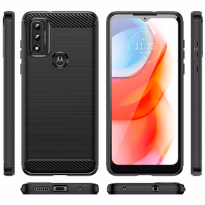 Carbon Case Flexible Cover Sleeve Motorola Moto G Play 2022 black
