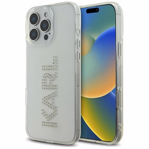 Karl Lagerfeld IML Rhinestones Logo iPhone 16 Pro Suojakuori - Läpinäkyvä