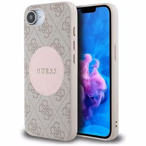 Guess HC MagSafe PU 4G Circle with Classic Logo Suojakuori iPhone 16e:lle - Vaaleanpunainen