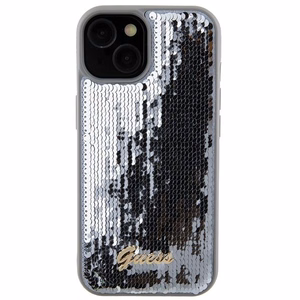 Guess Suojakuori iPhone 13 / 14 / 15:lle GUHCP15SPSFDGSS Sequin Script Metal - hopeinen