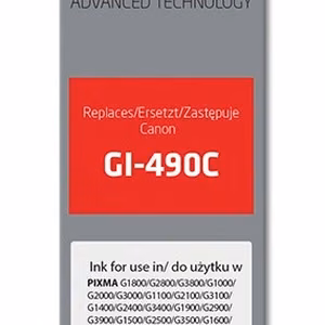 Activejet AC-G490C – syaani mustepullo, korvaa tuotteen Canon GI-490C, 70 ml, Supreme, 7000 sivua