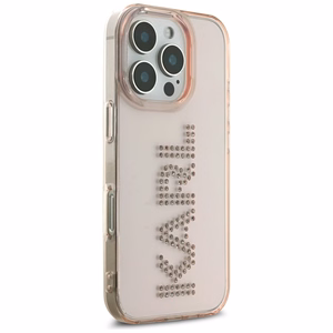 Karl Lagerfeld IML Rhinestones Logo iPhone 16 Pro Suojakuori - Vaaleanpunainen