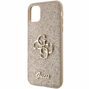 Guess GUHCN61HG4SGD Suojakuori iPhone 11 / Xr:lle - kultainen Glitter Script Big 4G