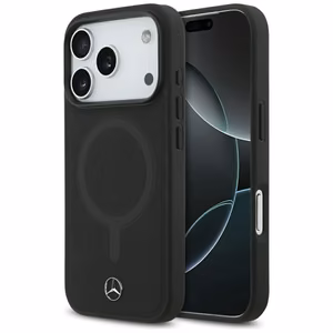 Mercedes Plain Smooth Nahkainen MagSafe Suojakuori iPhone 17 Pro:lle - Musta