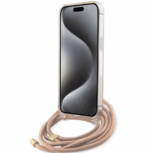 Guess GUHCP15LHC4SEP HC Crossbody Cord 4G Print -suojakuori iPhone 15 Pro 6,1:lle - vaaleanpunainen