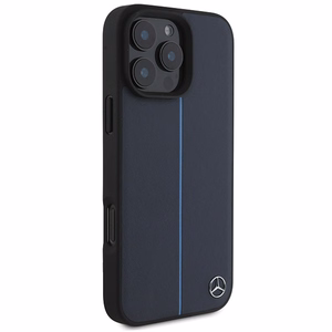 Mercedes MB Blue Line Nahkainen MagSafe Suojakuori iPhone 16 Pro Max:lle - Laivastonsininen