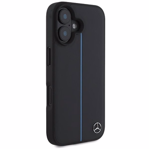 Mercedes MB Blue Line Nahkainen MagSafe Suojakuori iPhone 16:lle - Musta