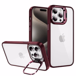 Tel Protect Kickstand Suojakuori + kameran lasi (linssi) iPhone 14 Pro Max:lle viininpunainen
