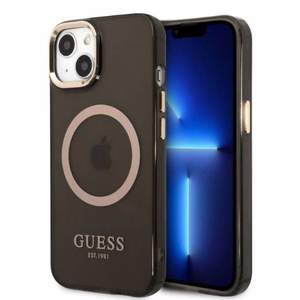 Guess Gold Outline läpinäkyvä MagSafe Suojakuori iPhone 13:lle - musta