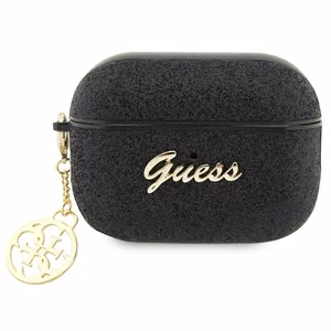 Guess GUAP2GLGSHK AirPods Pro 2 Suojakuori musta/musta Glitter Flake 4G Charm