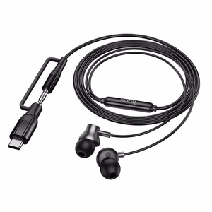 Hoco M119A -langalliset mikrofonilliset kuulokkeet, 3,5 mm:n / USB-C-liitin, mustat