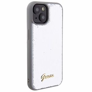 Guess Suojakuori iPhone 13 / 14 / 15:lle GUHCP15SPSFDGSS Sequin Script Metal - hopeinen