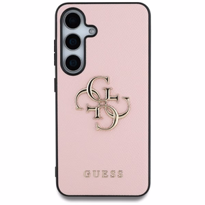 GUESS Grained Big 4G Logo Small Classic Logo Suojakuori Samsung Galaxy S25 Vaaleanpunainen