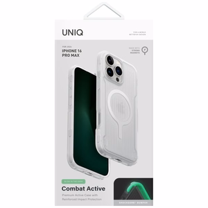 Uniq Combat Active Magclick Lataus Suojakuori iPhone 16 Pro Max:lle - Valkoinen