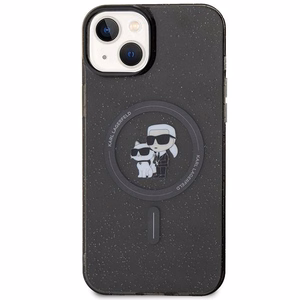 Karl Lagerfeld Suojakuori iPhone 15:lle KLHMP15SHGKCNOK (Glitter + MAG) musta