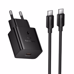 Puhelimen laturi Hoco USB C QC PD 25W + kaapeli USB C–USB C N76 musta