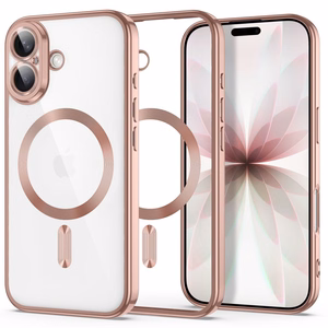 Tech-Protect MagFlex -suojakuori iPhone 17 -mallille, läpinäkyvä vaaleanpunainen