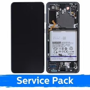LCD Display Compatible Samsung G991 S21 with Frame / Phantom Grey / (Service Pack) +INCLUDING BATTERY