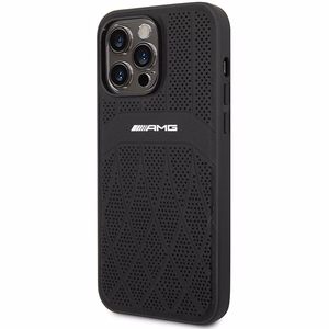 AMG AMHMP14XOSDBK iPhone 14 Pro Max 6.7 musta/musta kovakuori nahkainen Curved Lines MagSafe