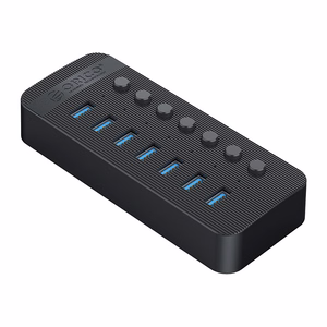 Orico CT2U3-7AB 7x USB-A 3.0 -keskitin kytkimillä - musta