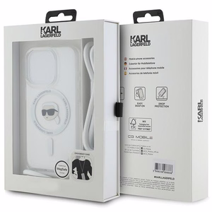 Karl Lagerfeld Crossbody IML Karl Head MagSafe case for iPhone 15 Pro Max - transparent