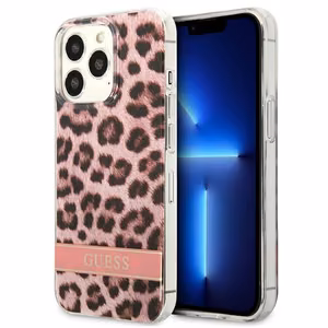 Guess GUHCP13LHSLEOP iPhone 13 Pro / 13 6.1" vaaleanpunainen/vaaleanpunainen kovakotelo Leopardi