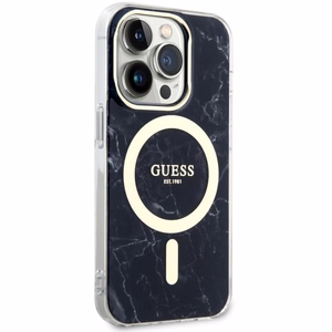 Guess GUHMP14XPCUMAK iPhone 14 Pro Max 6.7 musta/musta suojakuori Marble MagSafe