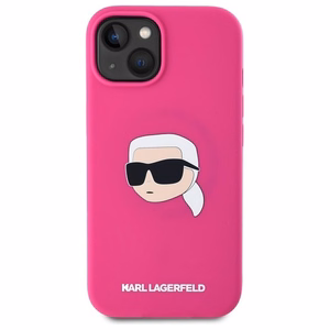 Karl Lagerfeld Suojakuori iPhone 15:lle yhteensopiva MagSafen kanssa KLHMP15SSKHPPLF (SIL KL Head Print) fuksia