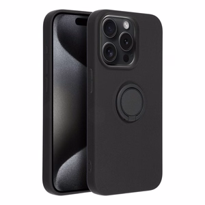 Silikoninen Suojakuori Renkaalla iPhone 15 PRO:lle musta