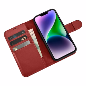 iCarer Lompakko Kotelo 2in1 Cover iPhone 14 Plus Anti-RFID Nahka Flip Cover Punainen (WMI14220727-RD)